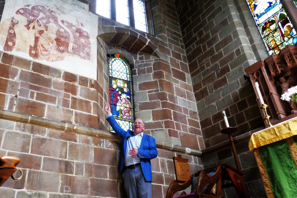 Williams inside a church